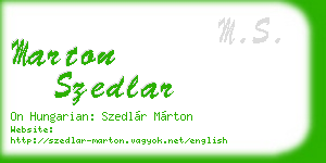 marton szedlar business card