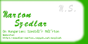 marton szedlar business card